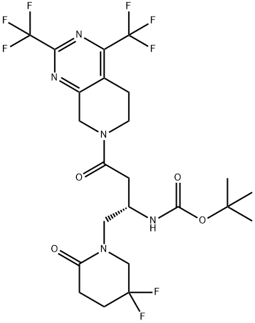 terc-Butil ((1S)-3-{2,4-bis(trifluorometil)-5,8-di-hidropirido[3,4-d]pirimidin-7(6H)-il}-1-[(5,5-difluoro-2-oxopiperidin-1-il)metil]-3-oxopropil)carbamato